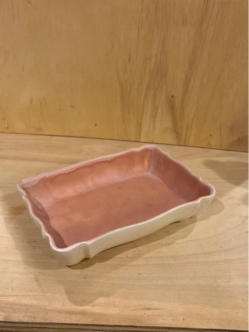 Vintage Haeger Pottery Pink Rectangular Planter Tray Dish Signed 365-L USA